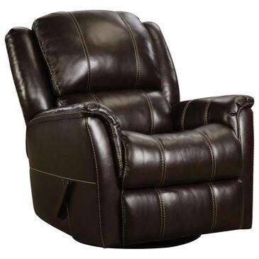 Homestretch Leather Swivel Glider Recliner in Walnut, , large