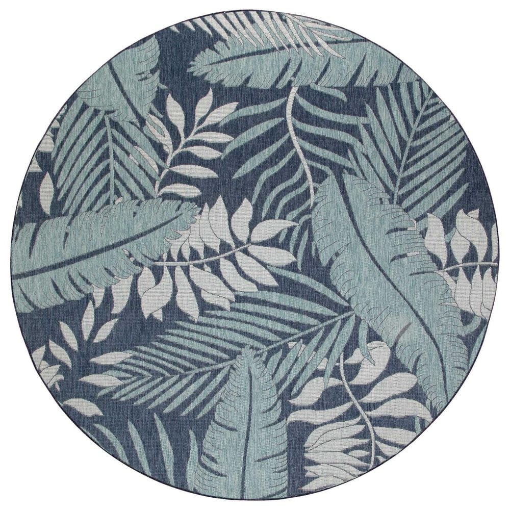 Nourison Garden Oasis GOA02 Navy 4" Round Indoor/Outdoor Area Rug, , large