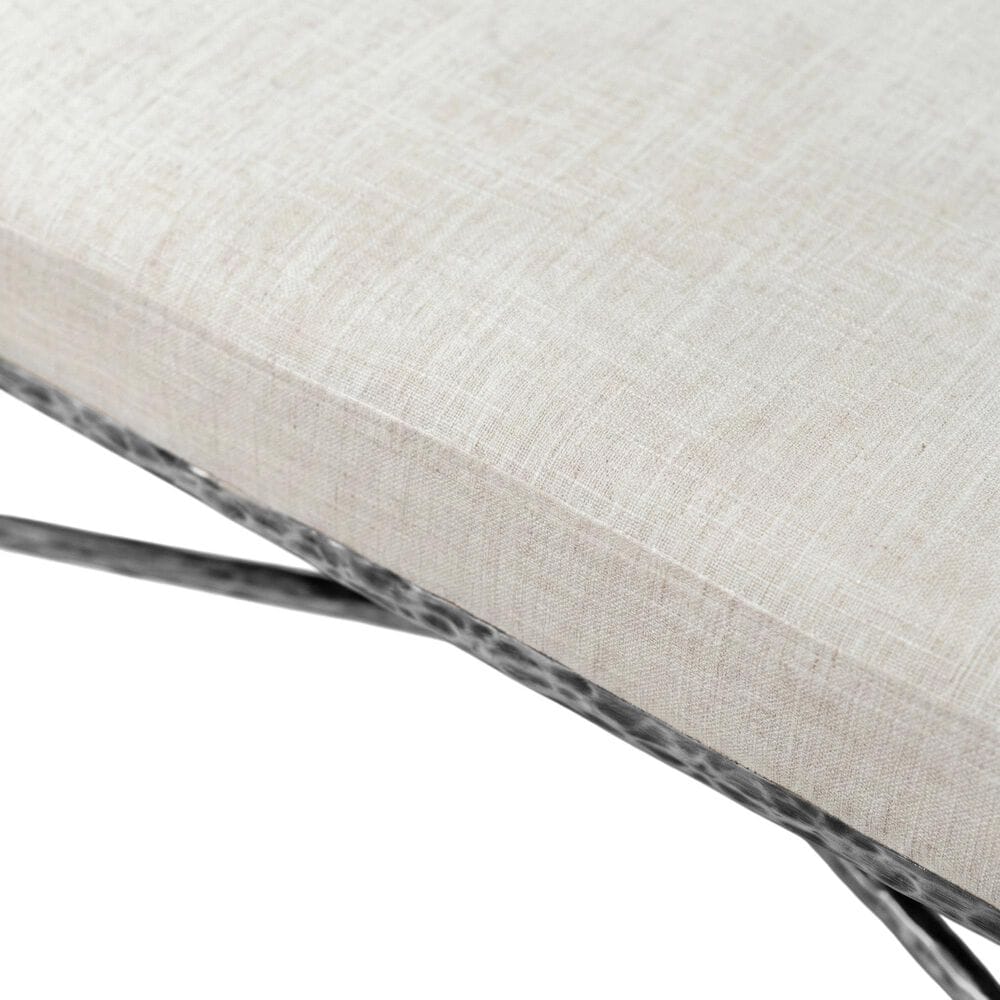 Furniture of America Lalia Hammered Metal Upholstered Bench in Gun Metal, , large