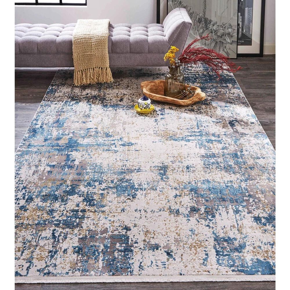 Feizy Cadiz 12&#39; x 18&#39; Blue and Ivory Area Rug, , large