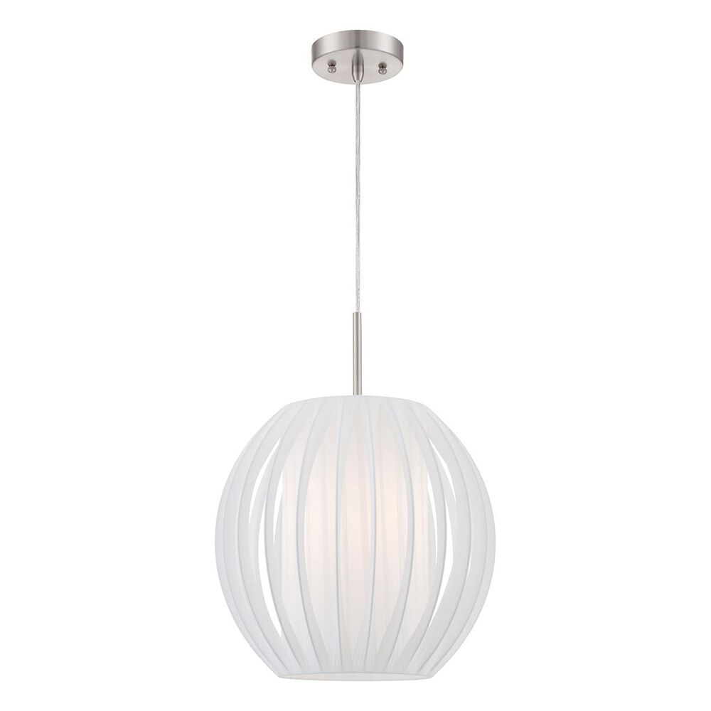 Lite Source Deion Pendant with White Shade in Polished Steel, , large
