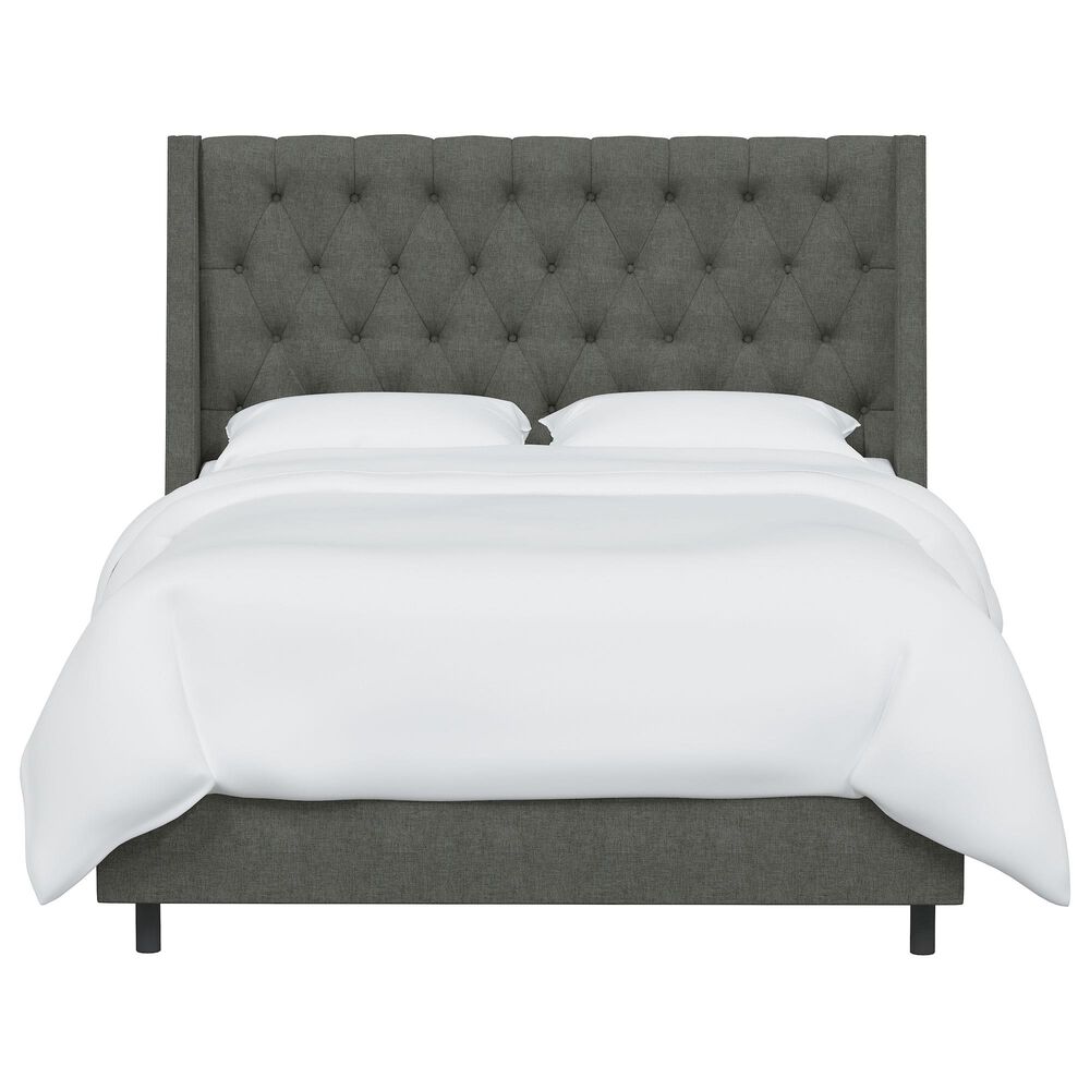Skyline Furniture Queen Wingback Bed in Zuma Charcoal, , large