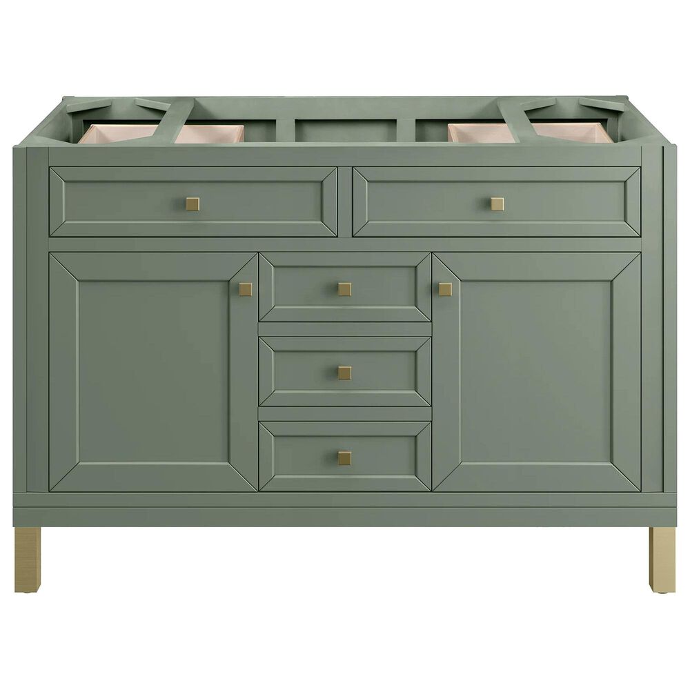 James Martin Vanities Chicago 48&quot; Single Bathroom Vanity in Smokey Celadon with 3 cm Eternal Jasmine Pearl Quartz Top and Rectangular Sink, , large