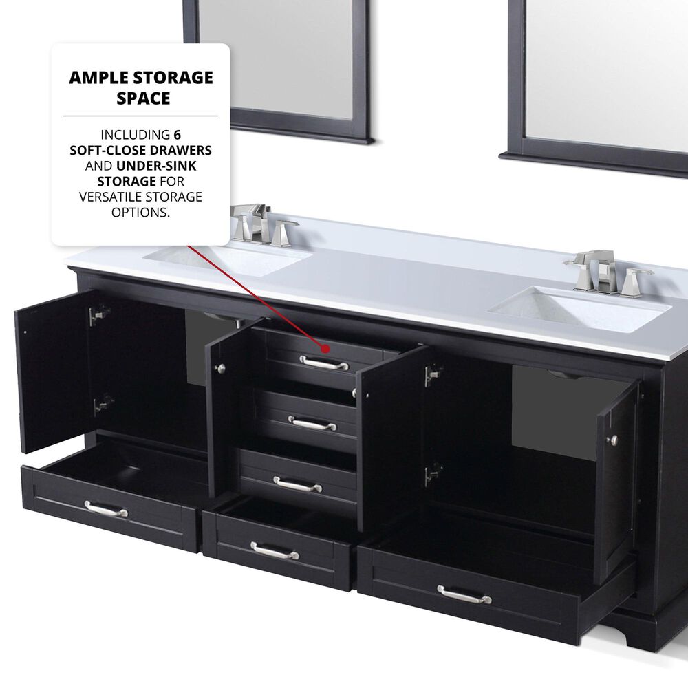 Lexora Home Dukes 80&quot; Double Bathroom Vanity in Espresso with 2 cm White Quartz Top and Rectangular Sinks, , large