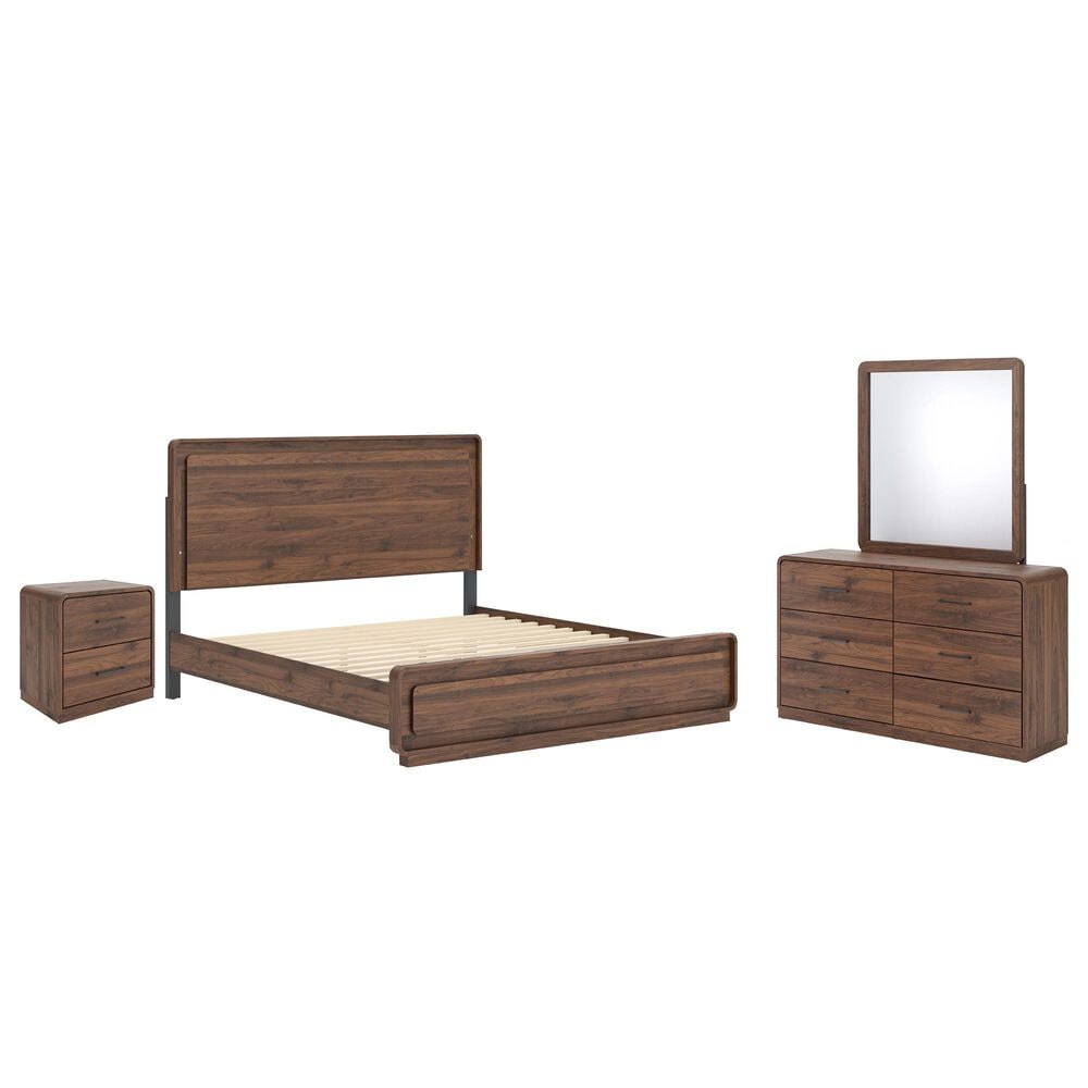 Ashley Fortlorn 4-Piece King Bedroom Set in Walnut Brown LED Light, , large