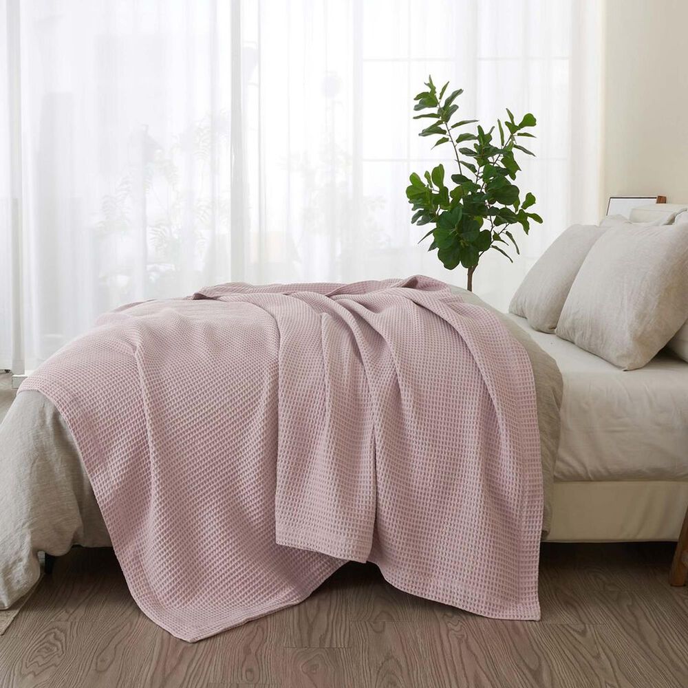 Trade Linker Full/Queen Waffle Weave Knit Throw Blanket in Lilac, , large