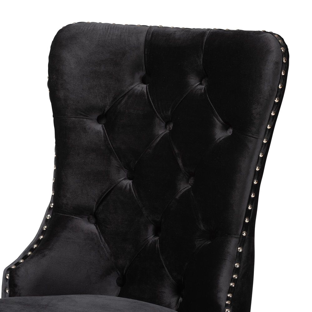 Baxton Studio Honora Side Chair with Black Velvet in Silver (Set of 2), , large