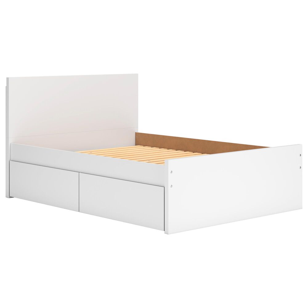 Ashley Onita Full Panel Platform Bed with 1 Side Storage in White, , large