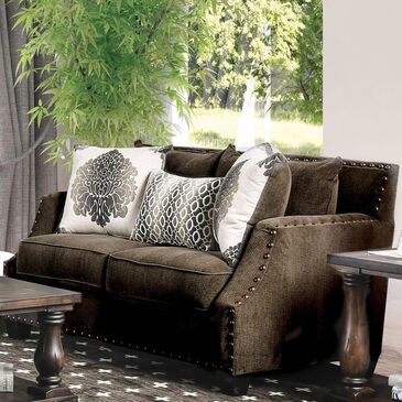 Furniture of America Abby  Loveseat in Brown, , large