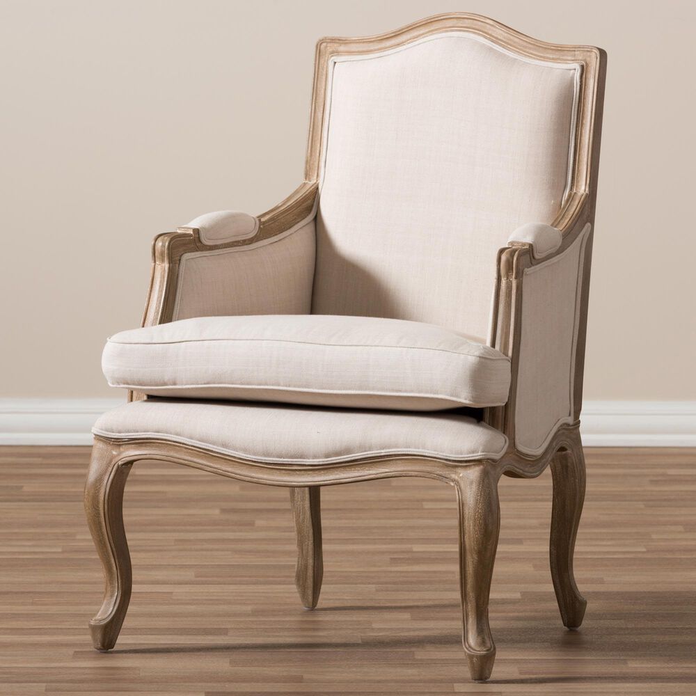 Baxton Studio Nivernais Accent Chair in Beige, , large