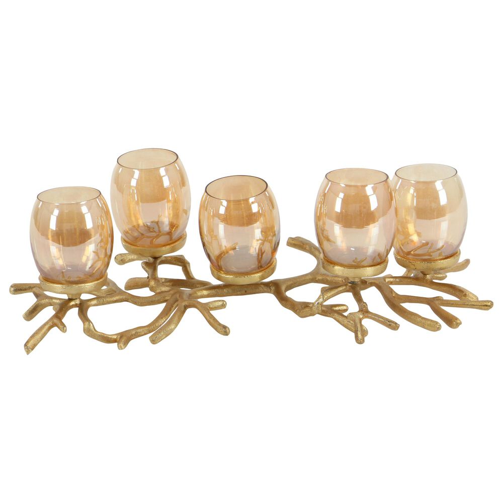 Maple and Jade 19&quot; x 6&quot; Hurricane Lamp in Gold, , large