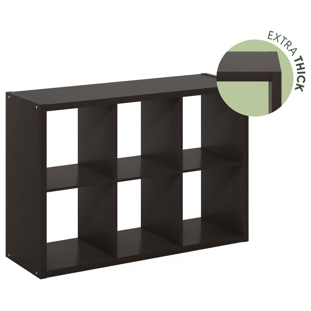 HOMLUX 6-Cube Reversible Open Back Bookshelf in Dark Oak, , large