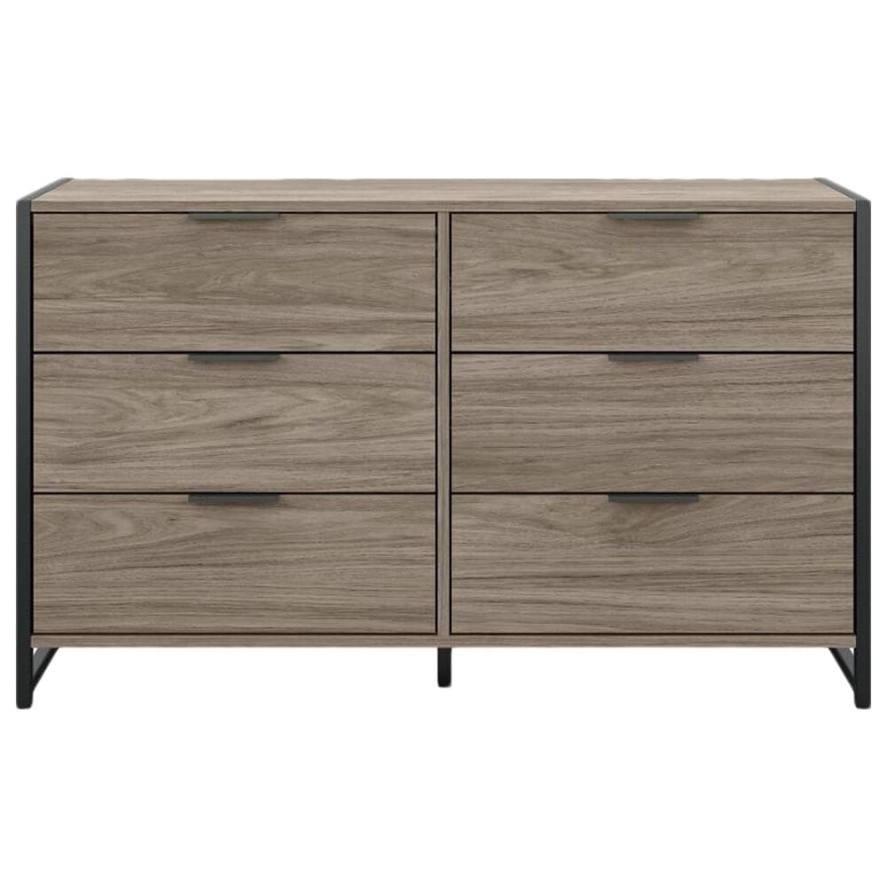 Bush Atria 6-Drawer Dresser in Modern Hickory and Black, , large