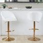 LumiSource Matisse Adjustable Swivel Barstool with White Faux Leather Upholstery in Gold (Set of 2), , large
