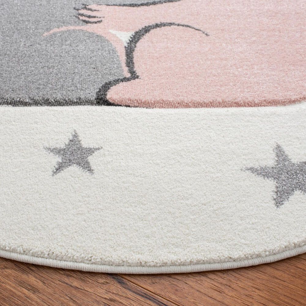 Safavieh Carousel CRK195 5&#39;3&quot; Round Ivory and Pink Kids  Area Rug, , large