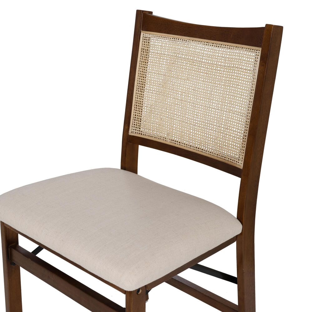 Linon Home Decor Bauer Cane Folding Side Chair in Walnut, , large