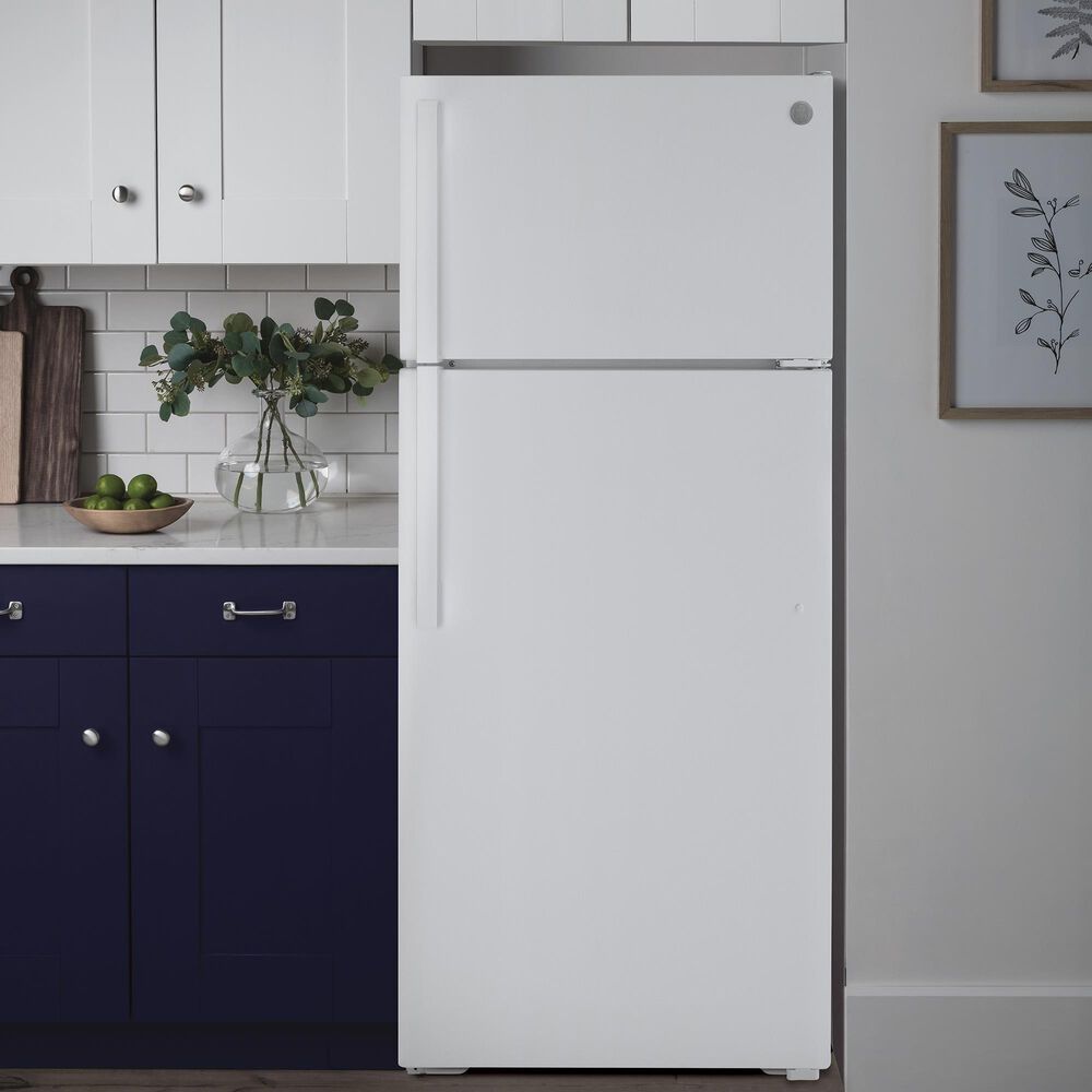 GE Appliances 15.6 Cu. Ft. Top-Freezer Refrigerator in White, , large