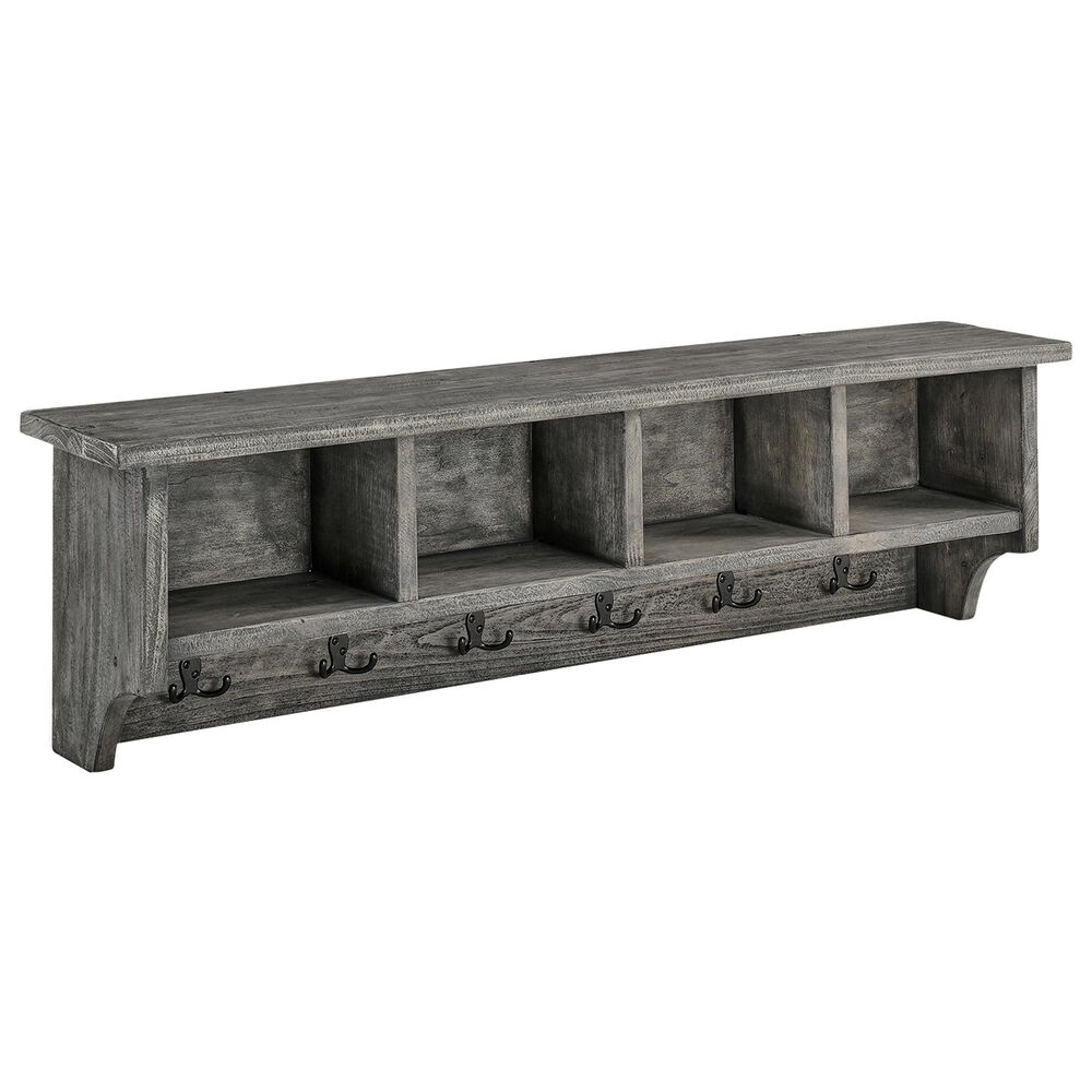 Timberlake Pomona 48" Storage Wall Shelf with Coat Hook in Slate Gray, , large