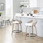 LumiSource Grotto 26" Swivel Counter Stool with White Faux Leather Upholstery in Light Grey and Black (Set of 2), , large