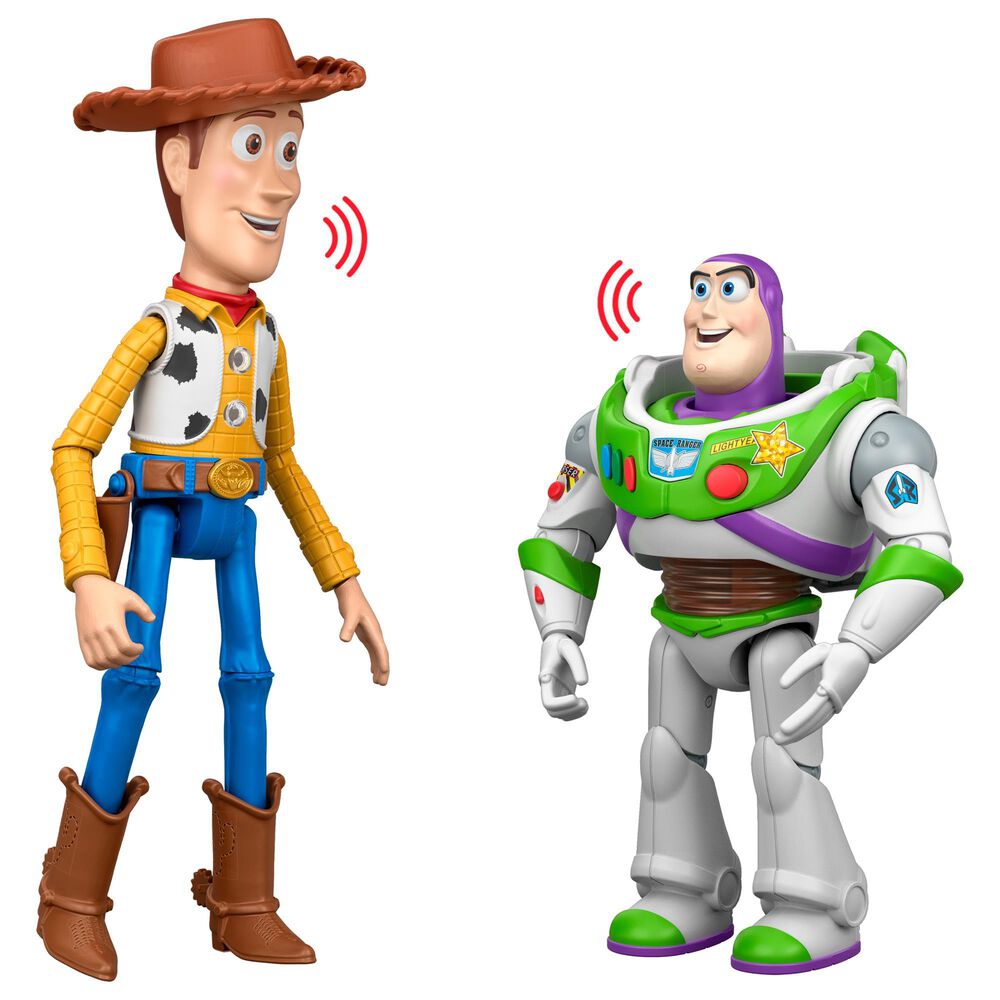 Pixar Toy Story 5 Interactable Woody and Buzz Lightyear Action Figures, , large