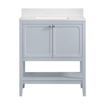 37B Ravello 30" Single Bathroom Vanity Cabinet in Soft Blue with Marble Top and Backsplash, , large