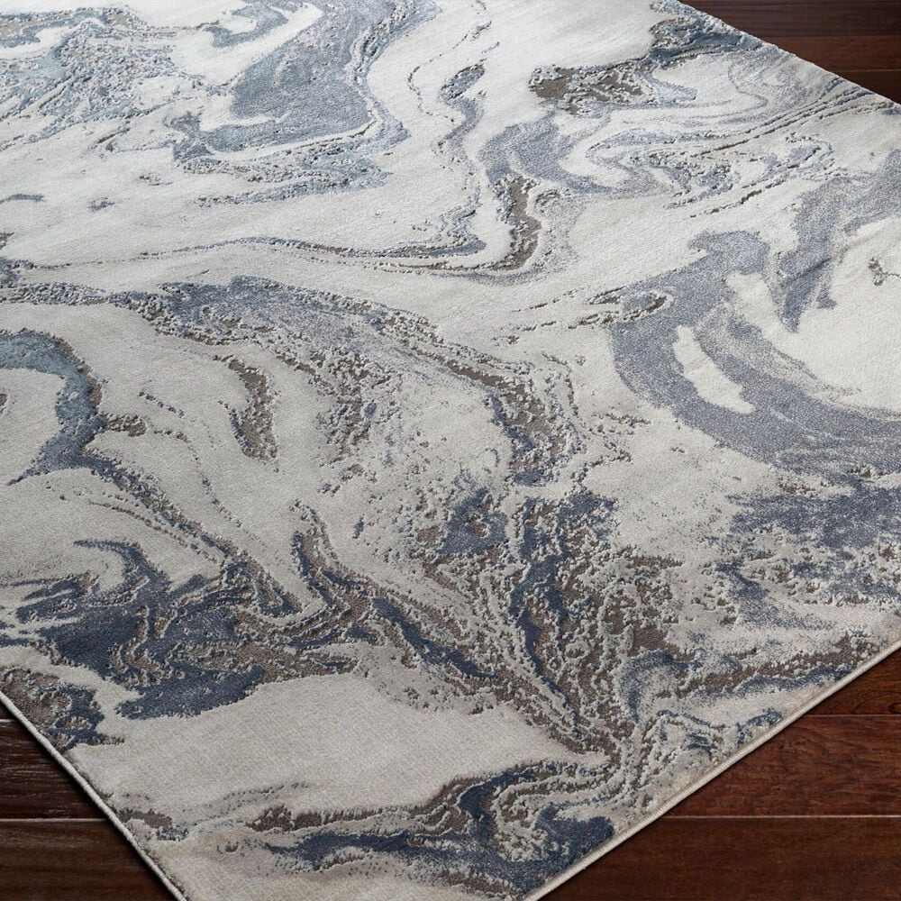 Surya Tibetan 6&#39;7&quot; x 9&#39;6&quot; Dark Blue, Denim, Charcoal, Light Gray and White Area Rug, , large