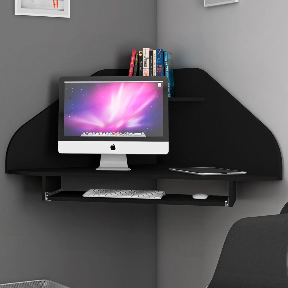Dayton Bradley Floating Corner Desk in Black, , large