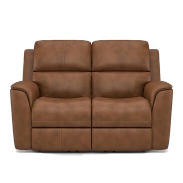 Flexsteel Henry Power Reclining Loveseat with Headrests and Lumbar in Caramel, , large