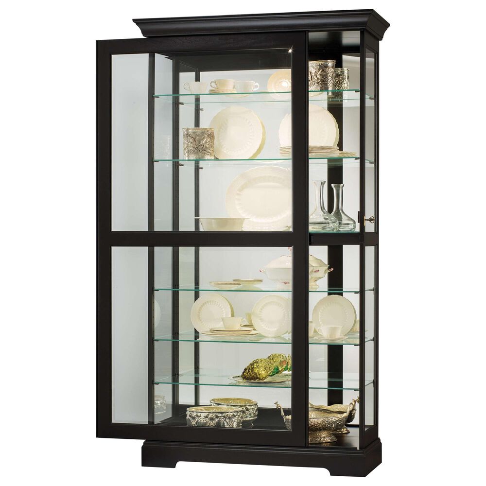 Howard Miller Tyler II Curio Cabinet in Black Satin, , large
