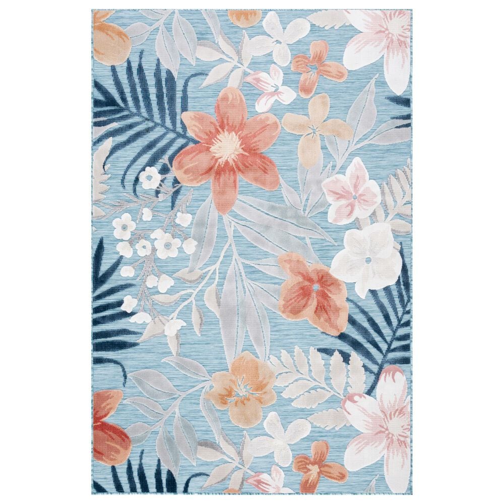 Safavieh Cabana CBN454J 9" x 12" Aqua and Rust Indoor/Outdoor Area Performance Rug, , large