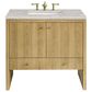 James Martin Vanities Hudson 36" Single Bathroom Vanity in Light Natural Oak with 3 cm Victorian Silver Quartz Top and Rectangular Sink, , large
