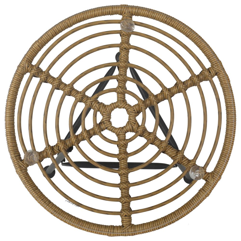 Hearth and Haven Orlando Round Patio Side Table in Light Brown and Polished Black, , large