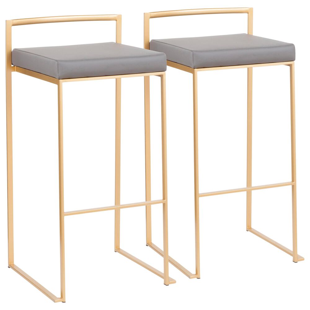 Lumisource Fuji Barstool in Grey/Gold (Set of 2), , large
