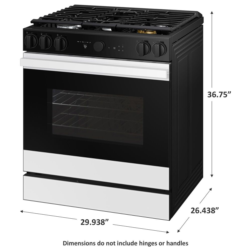 Samsung Bespoke Bespoke 6.0 Cu. Ft. Smart Slide-In Gas Range with Non-stick Griddle and 18K BTU Brass Burner in White Glass, , large
