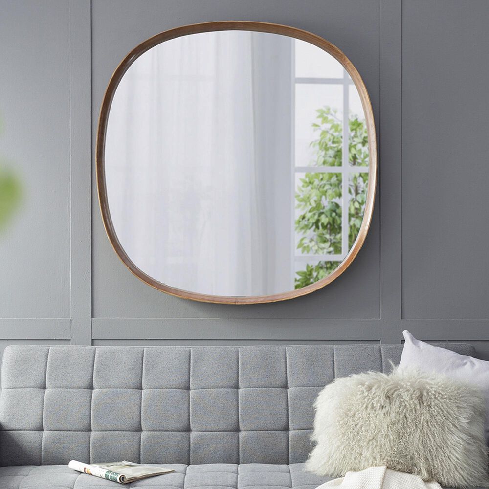 A&amp;B Home Wayne 43&quot; Curved Accent Wall Mirror in Brown, , large