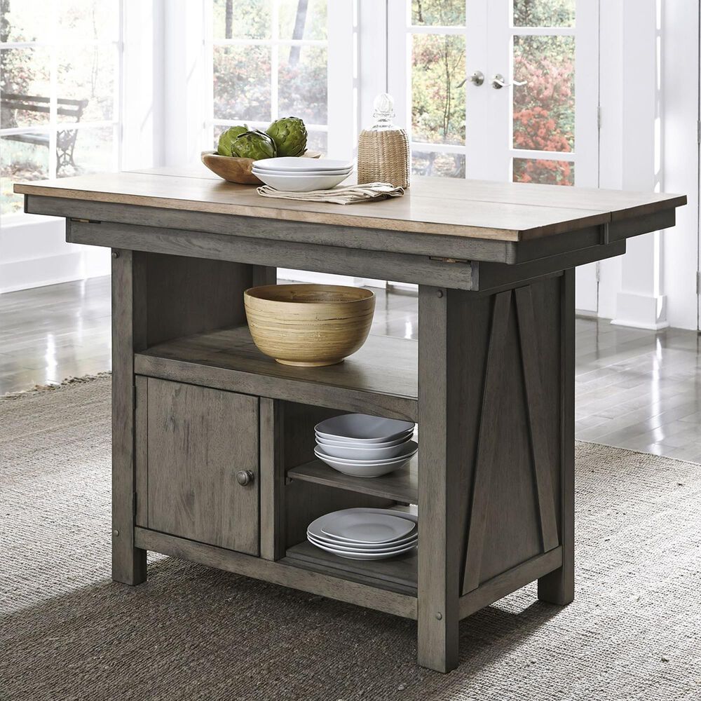 Belle Furnishings Kitchen Island in Gray and Sandstone Nebraska