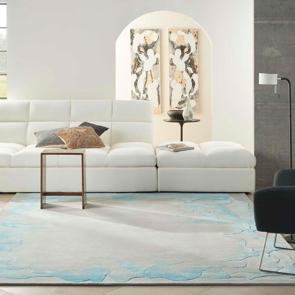 Nourison Prismatic 5&#39;6&quot; x 7&#39;5&quot; Sea Mist Blue Area Rug, , large