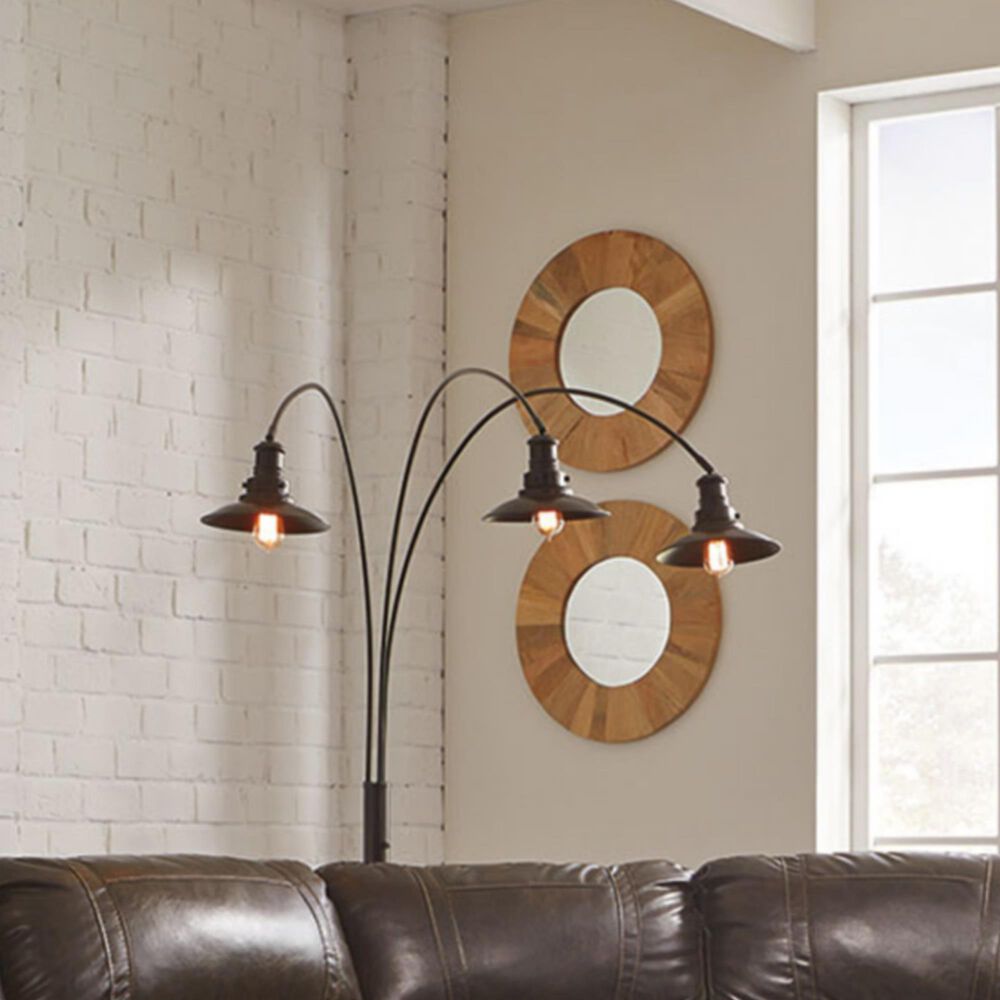 Ashley Sheriel Metal Arc Floor Lamp in Black, , large