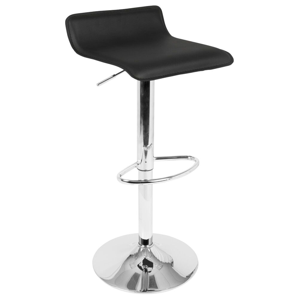 LumiSource Bistro-Ale 3-Piece Bar Set with Black Cushion in Silver and Chrome, , large