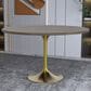 Leisuremod LeisureMod Verve Collection 48 Round Dining Table, Brushed Gold Base with Dark Maple MDF Top, , large