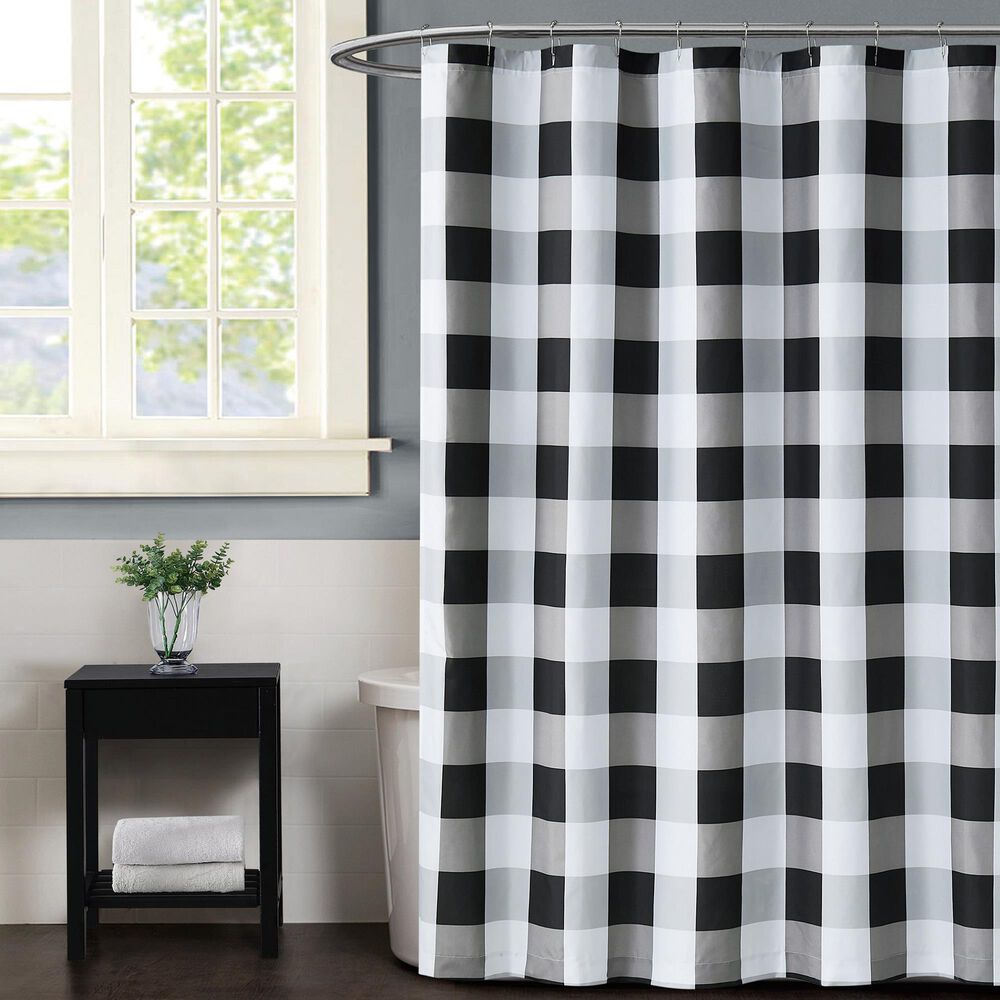 Pem America Truly Soft Everyday Shower Curtain in Black and White, , large