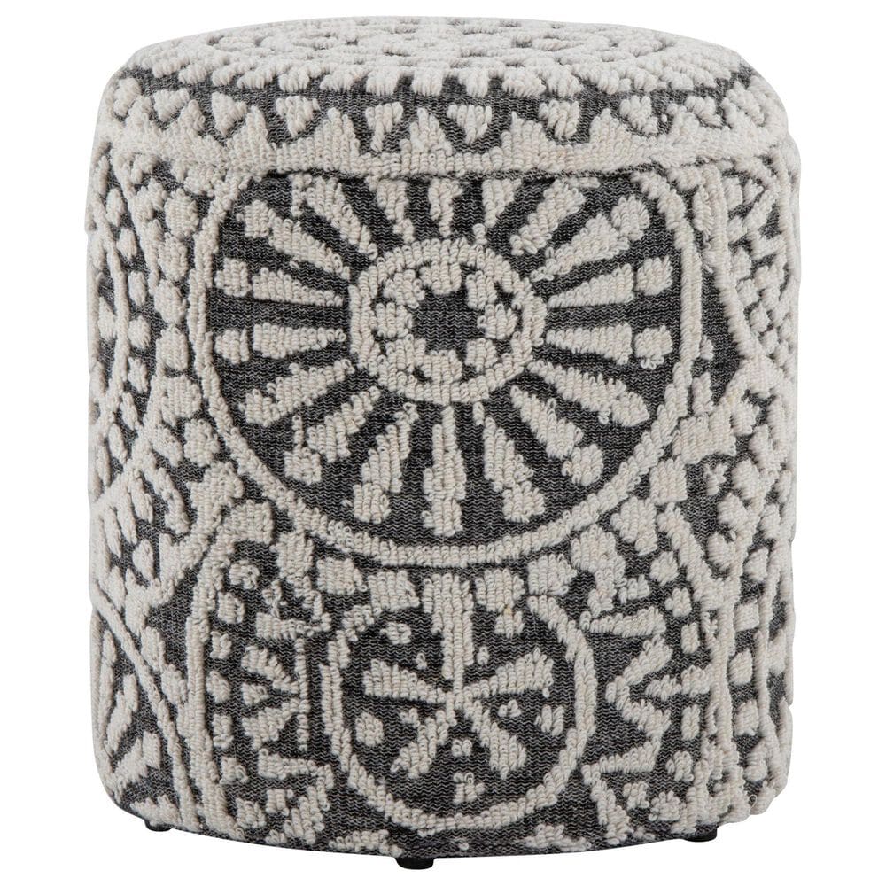LumiSource Tahoe 18" Mosaic Storage Ottoman in Black and Ivory, , large