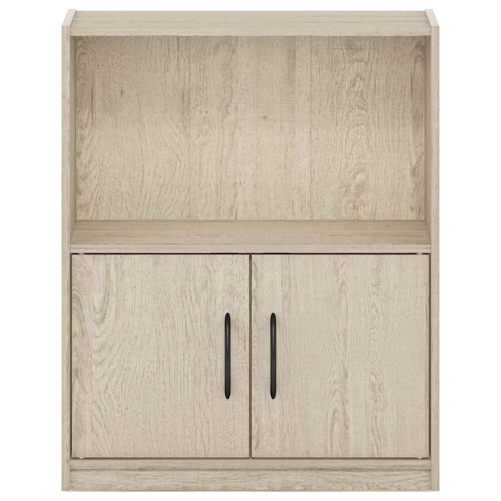 HOMLUX 2-Tier Open Shelf Bookcase with 2-Door Storage Cabinet in Metropolitan Pine, , large