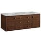 James Martin Vanities Amberly 60" Double Bathroom Vanity in Mid-Century Walnut with 3 cm Victorian Silver Quartz Top and Rectangular Sinks, , large