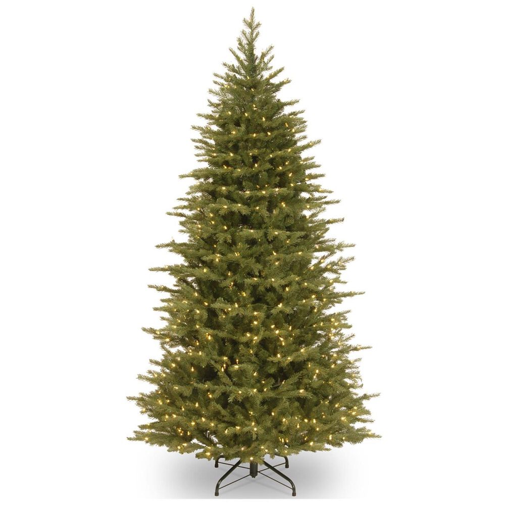 National Tree 7.5" Feel Real Nordic Spruce Slim Hinged Tree with 600 Dual LED Lights, , large