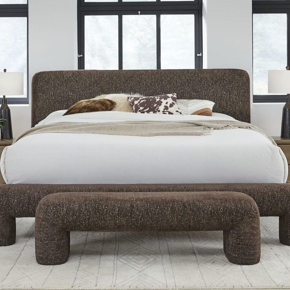 Urban Home Anansi Mocoa Upholstered Bench in Mongoose, , large