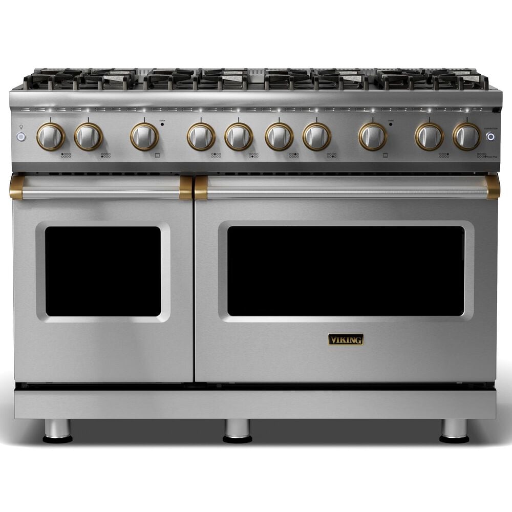 Viking Range 5 Series 48" Sealed Burner Gas Range with Brushed Brass Trim in Stainless Steel, , large
