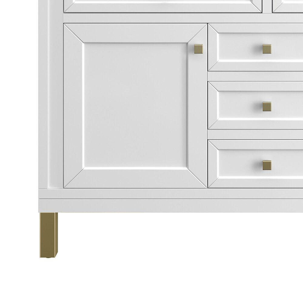 James Martin Vanities Chicago 48&quot; Single Bathroom Vanity in Glossy White with 3 cm Eternal Jasmine Pearl Quartz Top and Rectangular Sink, , large
