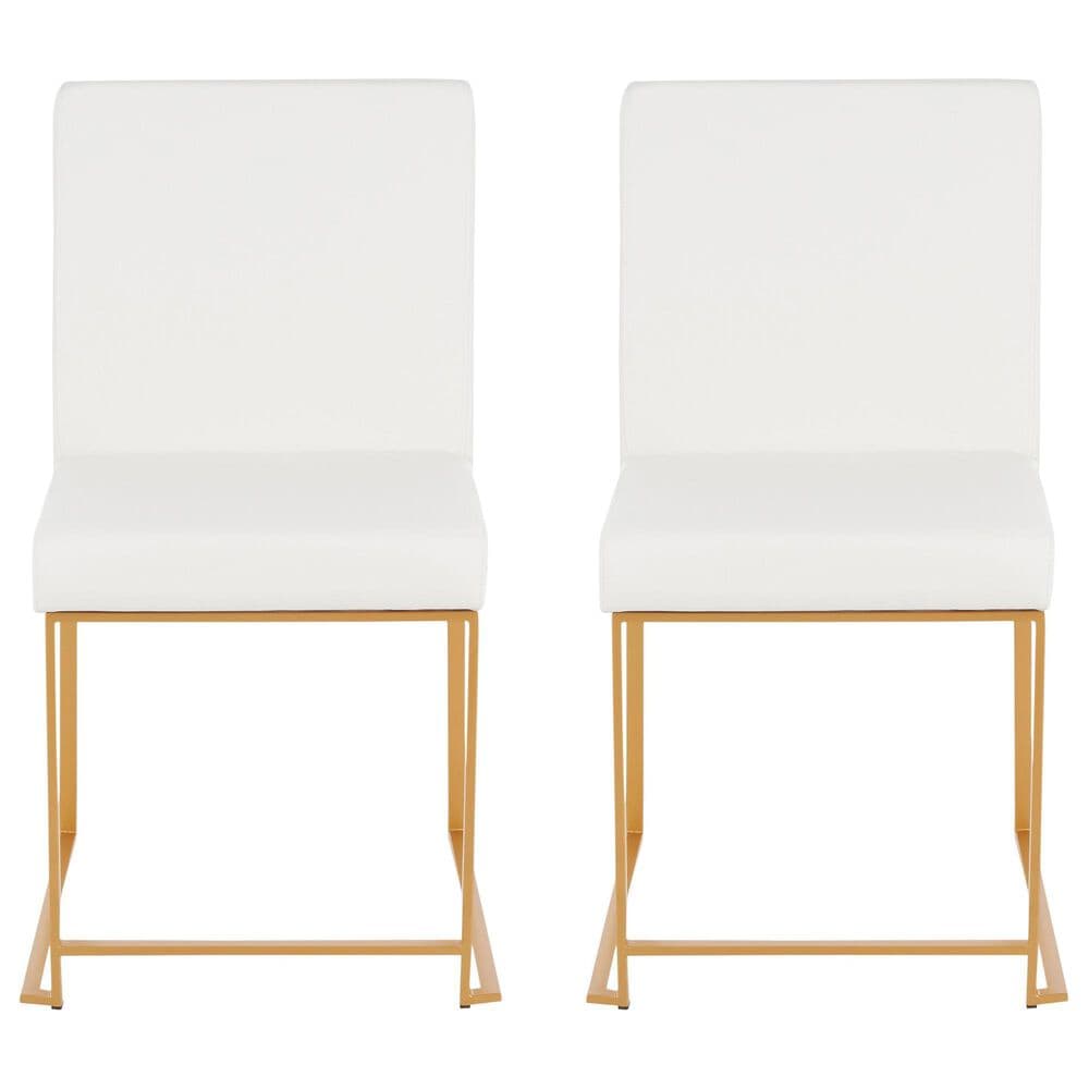 Lumisource Fuji Side Chair with White Cushion in Gold (Set of 2), , large