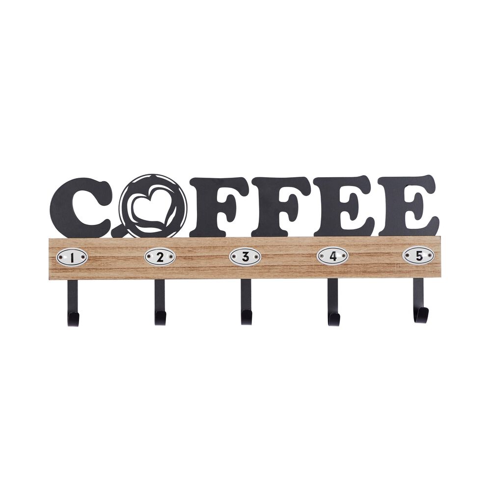 Maple and Jade Farmhouse "Coffee" Wall Hook in Brown, , large